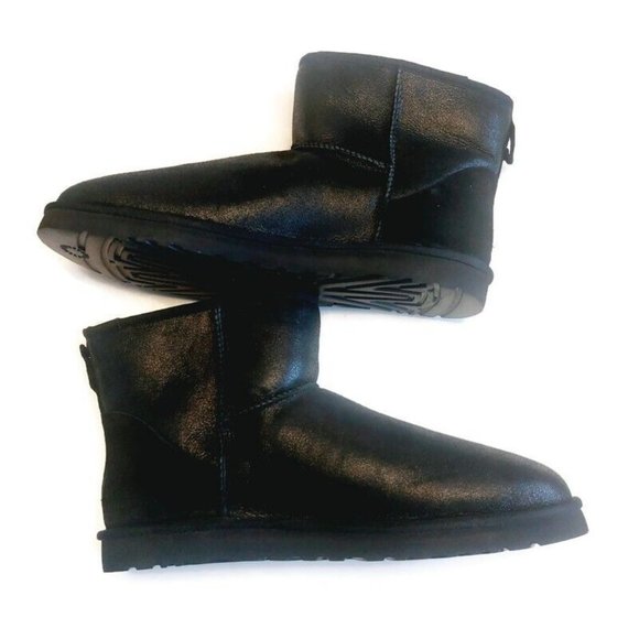 UGG Classic Mini Bomber Suede Sheepskin Boots Mens Size 18 Black 1007307 - Picture 8 of 9